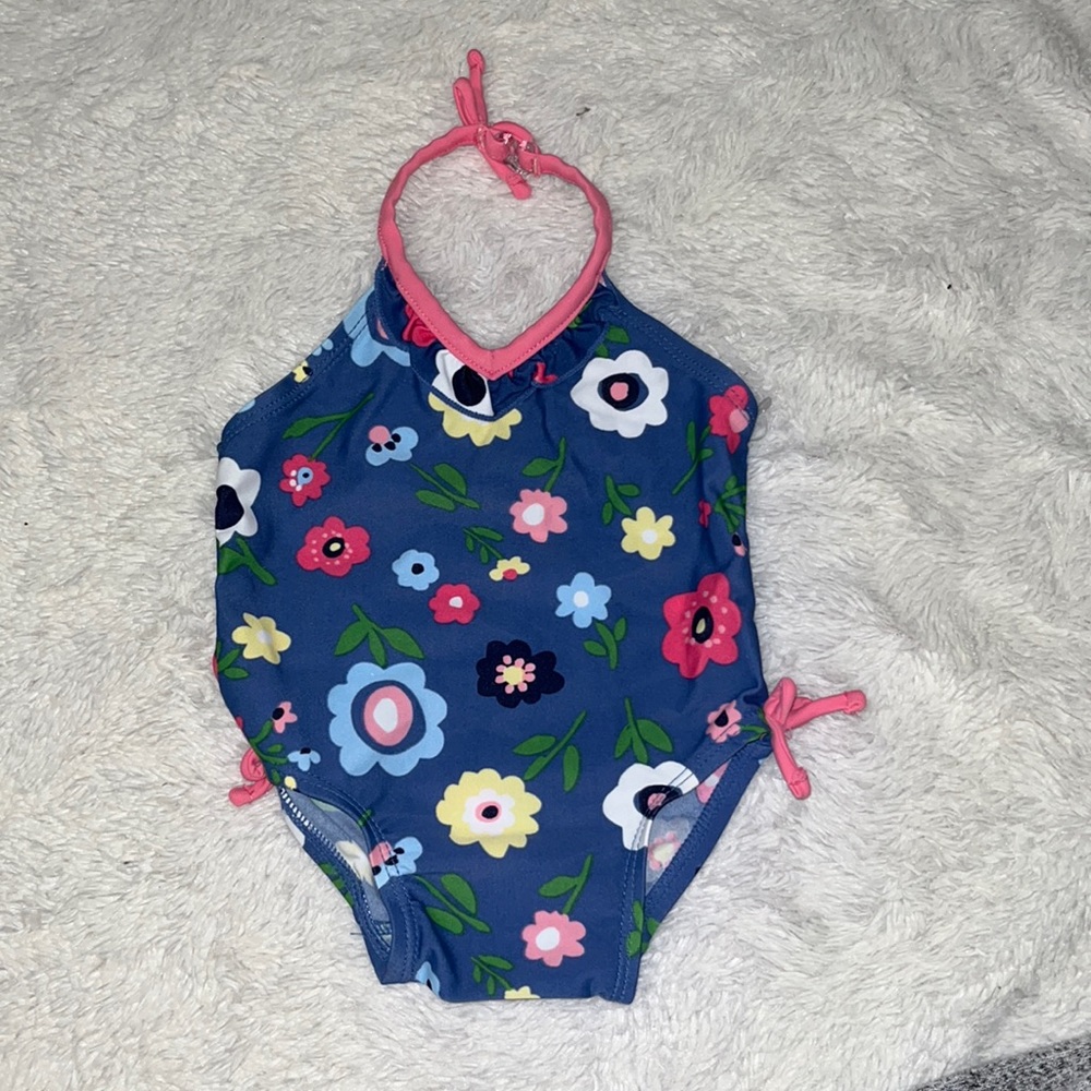 baby gap blue floral bathing suit 0-3 months baby girl clothing